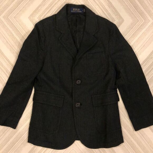 Polo Ralph Lauren Boys Charcoal Gray Two Button Blazer Size 5